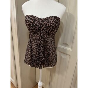Women's‎ Komar Leopard Print Strapless Swim Top Tunic Cover Up